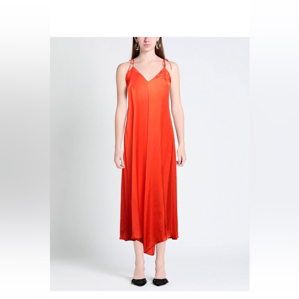 Italian Brand Visolo Brand New Natural Material Elegant Orange Slip Dress